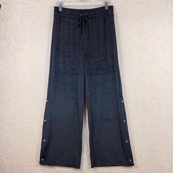 Victoria's Secret Pants - Victoria Secret Medium Wide Leg Snap Black Pants Velour Lux Diamante High Rise